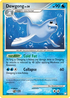 Dewgong Pokémon card, number 45