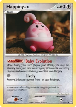 Happiny Pokémon card, number 52