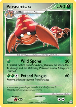 Parasect Pokémon card, number 58