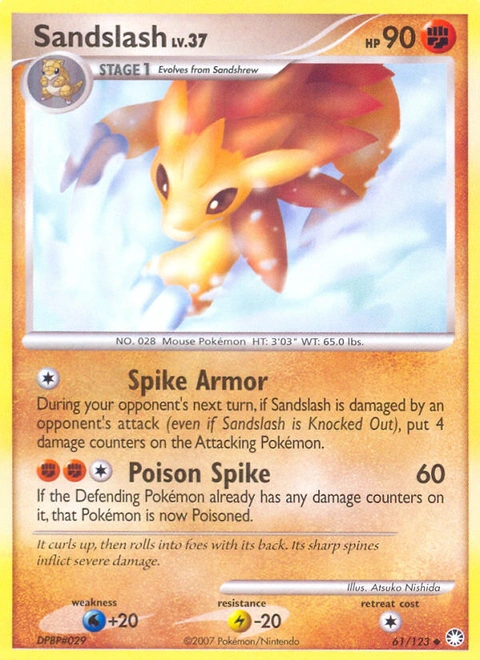 Sandslash Pokémon card from Mysterious Treasures, number 61 (Standard print)