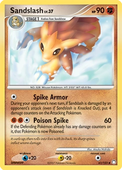 Sandslash Pokémon card, number 61