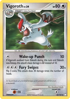 Vigoroth Pokémon card, number 68