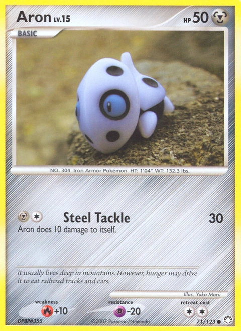 Aron Pokémon card from Mysterious Treasures, number 71 (Standard print)