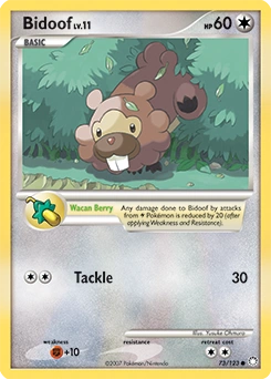 Bidoof Pokémon card, number 73