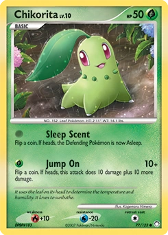 Chikorita Pokémon card, number 77