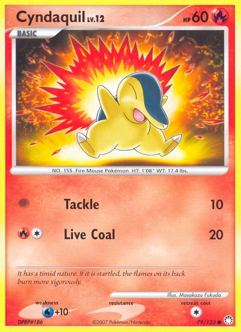 Cyndaquil Pokémon card from Mysterious Treasures, number 79 (Standard print)