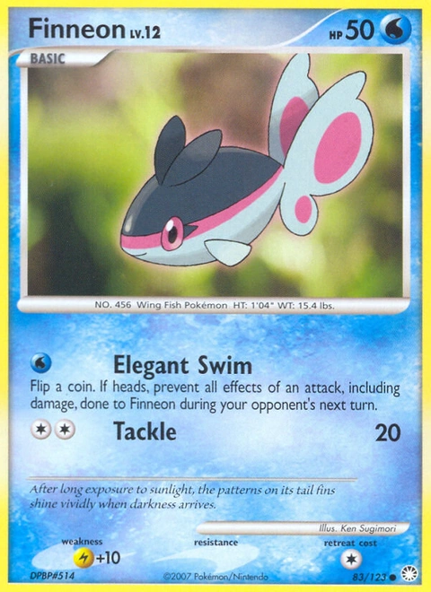 Finneon Pokémon card from Mysterious Treasures, number 83 (Standard print)
