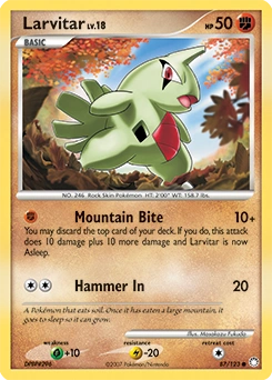 Larvitar Pokémon card, number 87