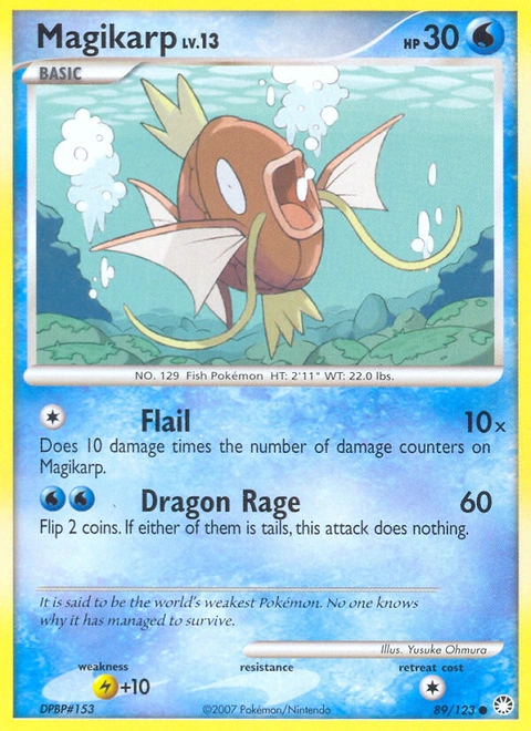 Magikarp Pokémon card from Mysterious Treasures, number 89 (Standard print)
