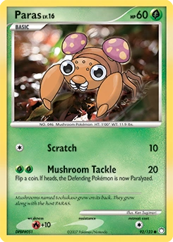 Paras Pokémon card, number 92