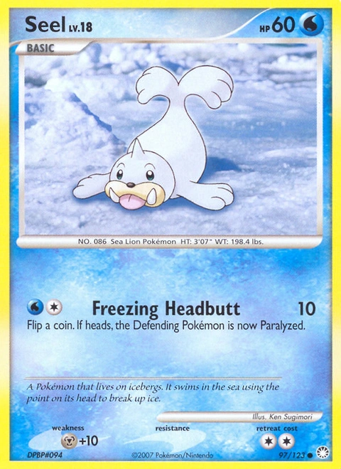 Seel Pokémon card from Mysterious Treasures, number 97 (Standard print)