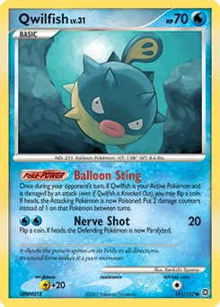 Qwilfish Pokémon card, number 101