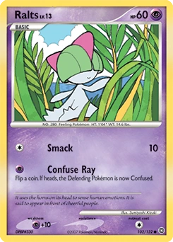 Ralts Pokémon card, number 102