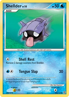 Shellder Pokémon card, number 105