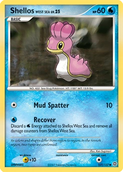 Shellos West Sea Pokémon card, number 107