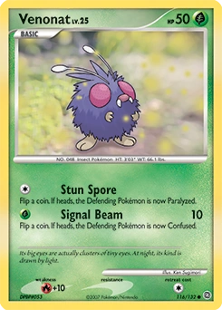 Venonat Pokémon card, number 116