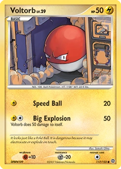 Voltorb Pokémon card, number 117