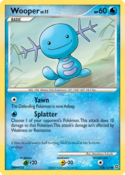 Wooper Pokémon card, number 118