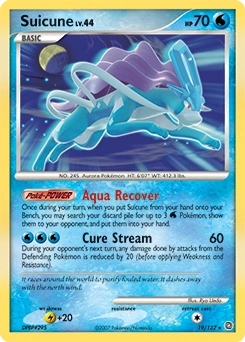 Suicune Pokémon card, number 19