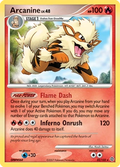 Arcanine Pokémon card, number 22