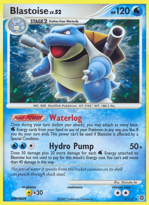 Blastoise Pokémon card from Secret Wonders, number 2 (Holo print)