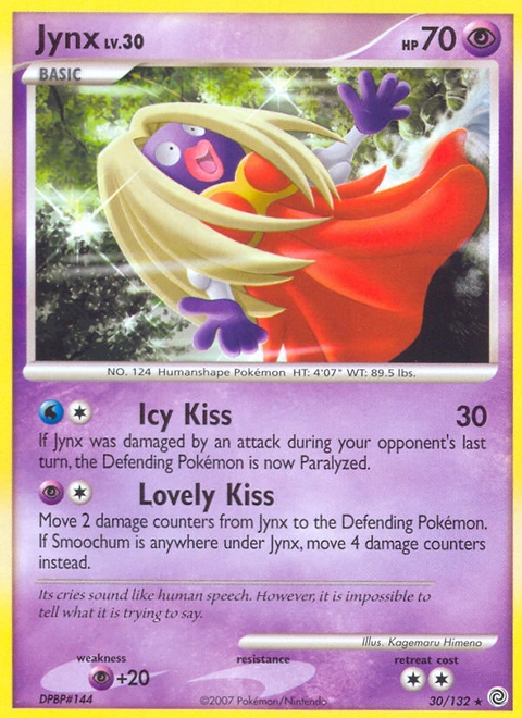 Jynx Pokémon card from Secret Wonders, number 30 (Standard print)