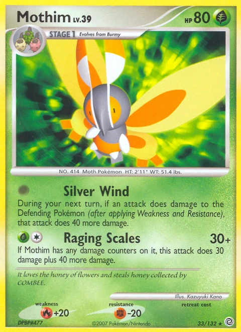 Mothim Pokémon card from Secret Wonders, number 33 (Standard print)