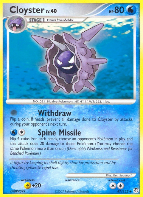 Cloyster Pokémon card from Secret Wonders, number 47 (Standard print)