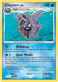 Cloyster Pokémon card, number 47