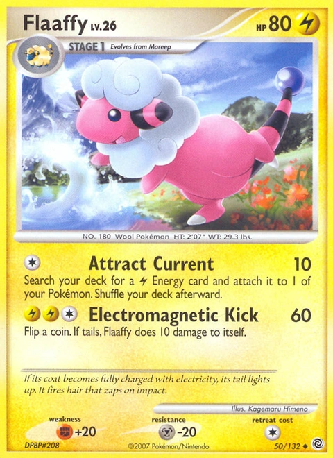 Flaaffy Pokémon card from Secret Wonders, number 50 (Standard print)