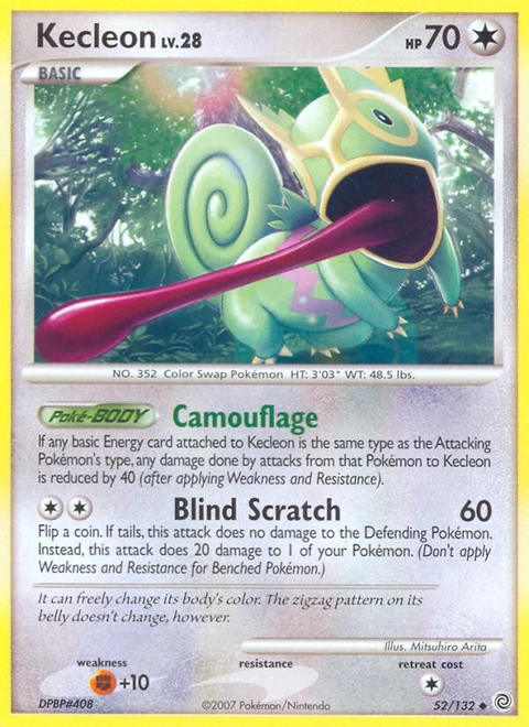 Kecleon Pokémon card from Secret Wonders, number 52 (Standard print)