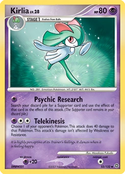 Kirlia Pokémon card, number 53