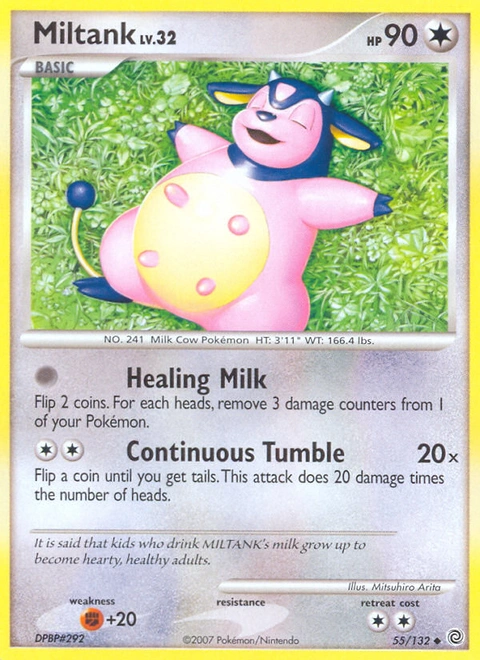 Miltank Pokémon card from Secret Wonders, number 55 (Standard print)