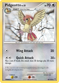 Pidgeotto Pokémon card, number 58