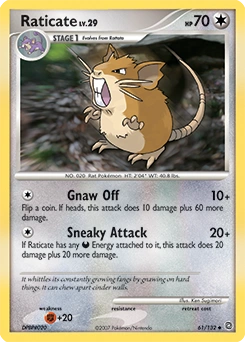 Raticate Pokémon card, number 61