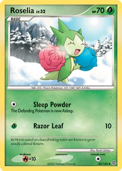 Roselia Pokémon card, number 62