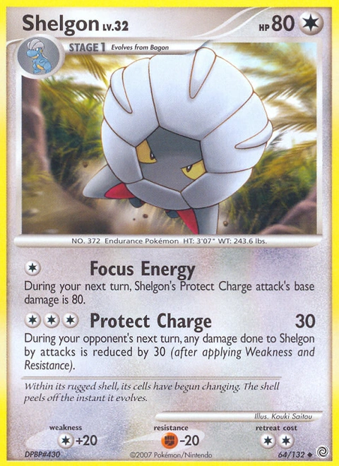 Shelgon Pokémon card from Secret Wonders, number 64 (Standard print)