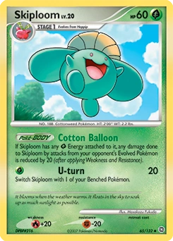 Skiploom Pokémon card, number 65