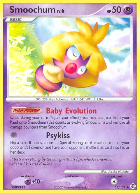 Smoochum Pokémon card from Secret Wonders, number 67 (Standard print)