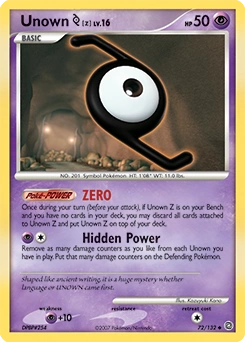 Unown [Z] Pokémon card, number 72