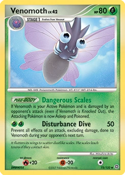 Venomoth Pokémon card, number 73