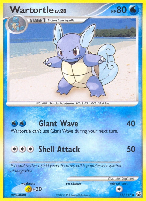 Wartortle Pokémon card from Secret Wonders, number 75 (Standard print)