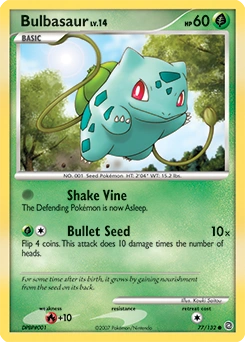 Bulbasaur Pokémon card, number 77