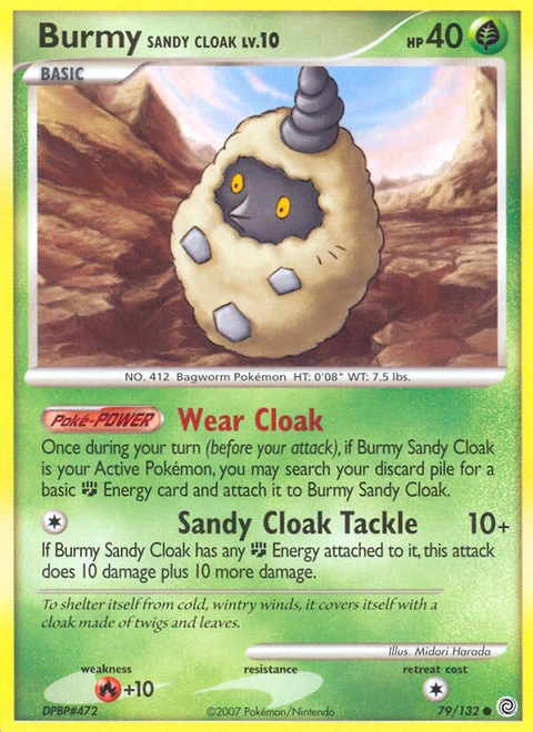 Burmy Sandy Cloak Pokémon card from Secret Wonders, number 79 (Standard print)