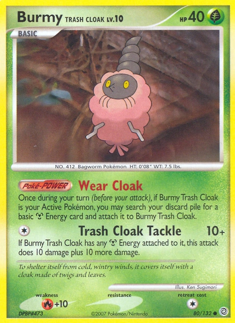 Burmy Trash Cloak Pokémon card from Secret Wonders, number 80 (Standard print)
