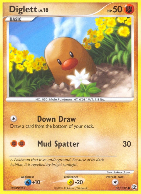 Diglett Pokémon card from Secret Wonders, number 85 (Standard print)