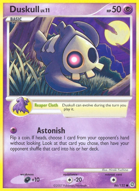 Duskull Pokémon card from Secret Wonders, number 86 (Standard print)