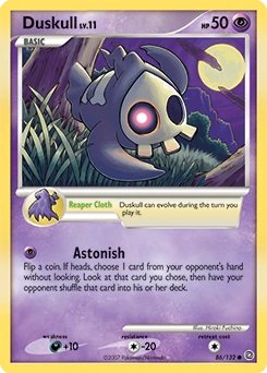 Duskull Pokémon card, number 86