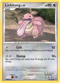 Lickitung Pokémon card, number 91