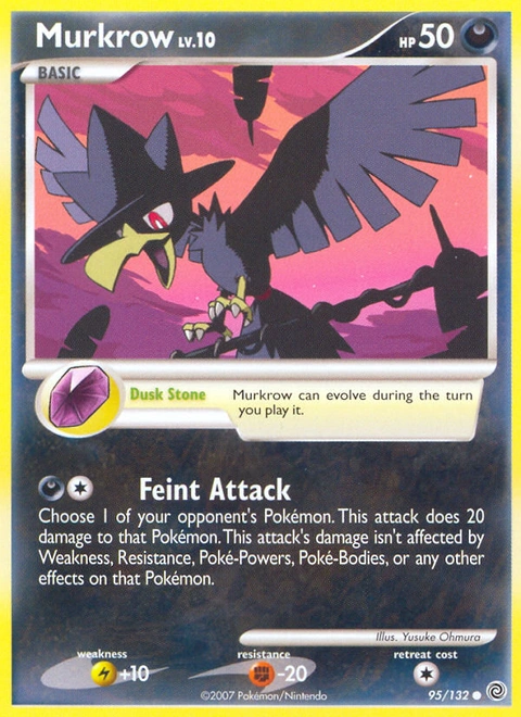 Murkrow Pokémon card from Secret Wonders, number 95 (Standard print)